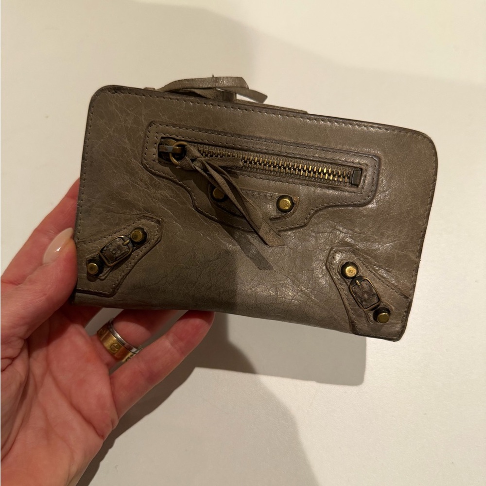Balenciaga Paris Grey Leather Wallet with Zipper and change purse - Picture 10 of 10
